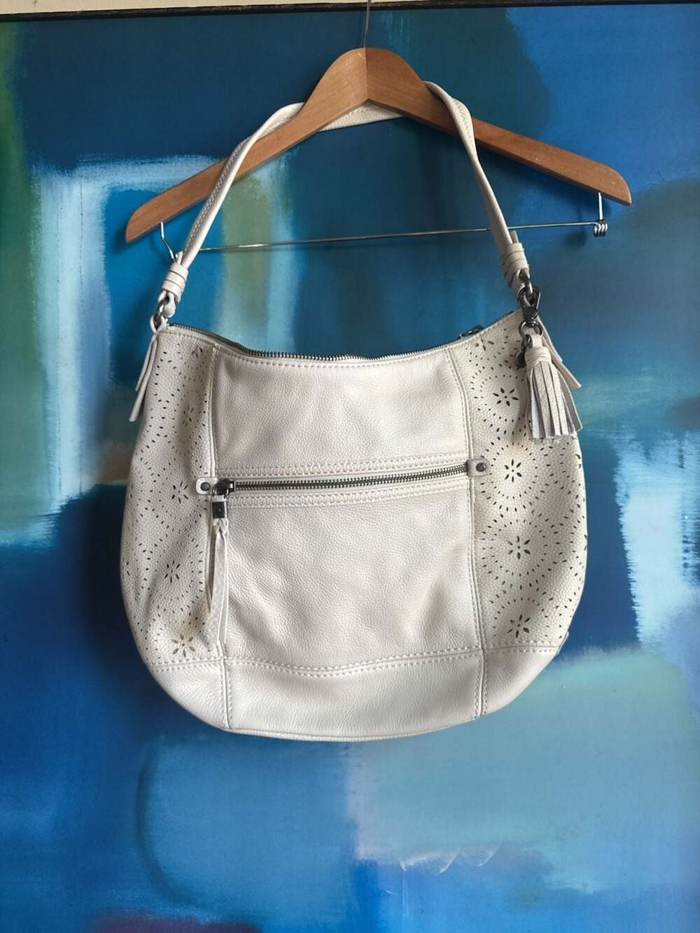 The Sak Sequoia Perforated Leather Hobo Shoulder Bag with Tassel